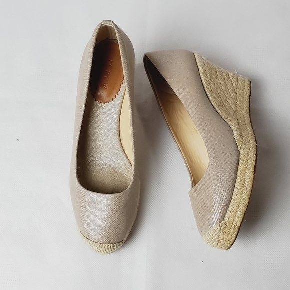 J.Crew Seville grey shimmer espadrille wedge shoes Size 8 - Picture 1 of 13